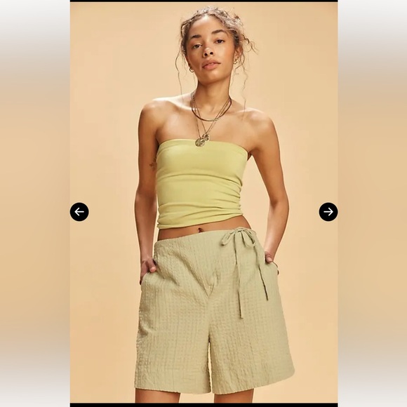 Free People Pants - FREE PEOPLE Pucker Check Wrap Shorts - Washed Sage - NWT Retail $58